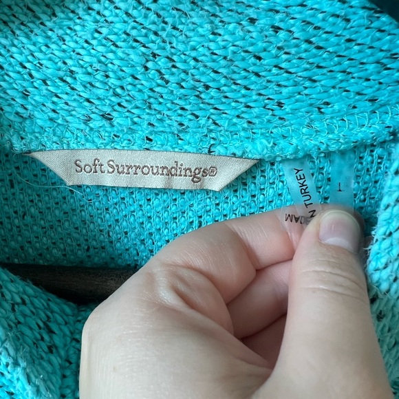 Soft Surroundings Set Sail Turquoise Blue Thick Knit Pullover Sweater - Picture 3 of 6
